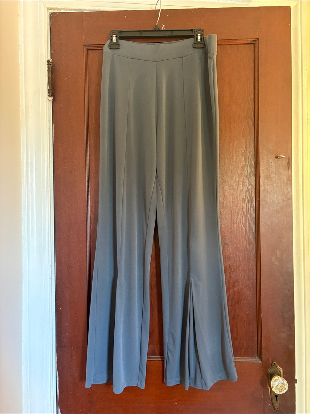 Susan Graver Liquid Knit Wide-Leg Pull-On Pants in Gray